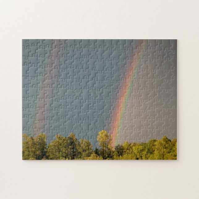 Doppelter Regenbogen, Puzzlespiel des Foto-11x14 (Horizontal)