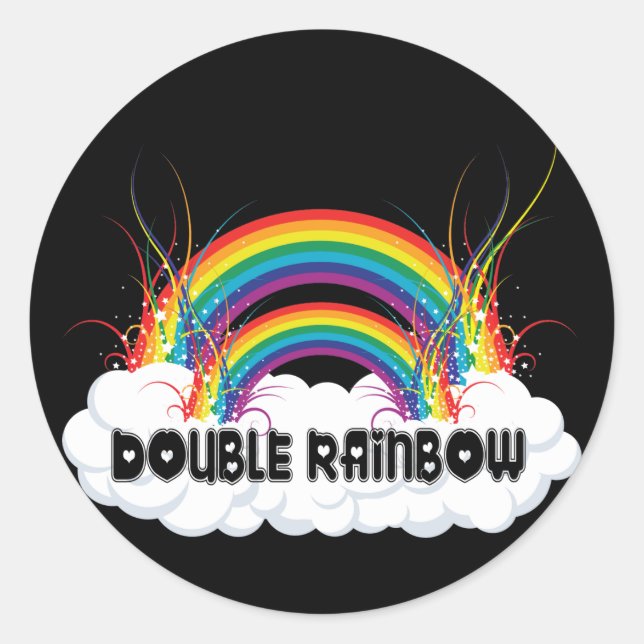 DOPPELTER REGENBOGEN RUNDER AUFKLEBER (Vorderseite)