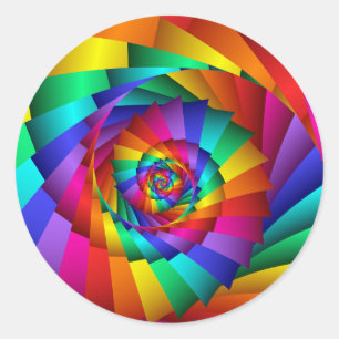 Doppelter Regenbogen-Spiralen-Aufkleber Runder Aufkleber