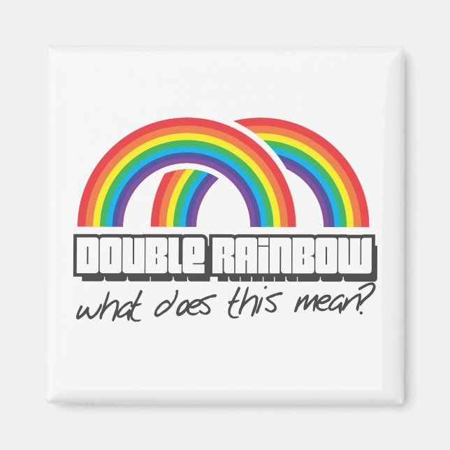 Doppelter Regenbogen, was ist das gemein? Magnet (Vorne)