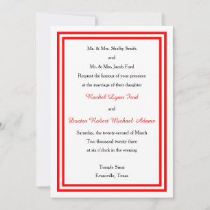 Doppelter roter Rand - 5x7 Hochzeitseinladung Einladung