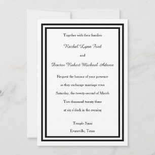 Doppelter schwarzer Rand - 5x7 Hochzeitseinladung Einladung
