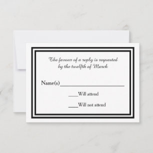 Doppelter schwarzer Rand - RSVP-Karte RSVP Karte