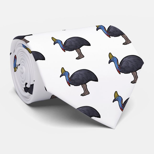 Doppelter Wattled Cassowary Krawatte (Gerollt)