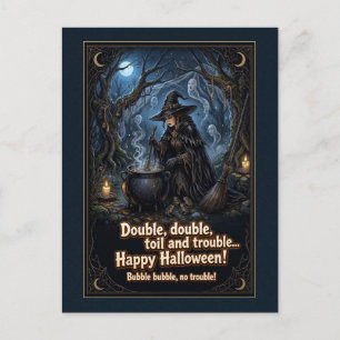 Doppeltes Doppeltes Mühen und Ärger Hexe Postkarte