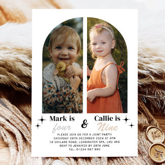 Doppeltes Foto Gemeinsame Geburtstagseinladung Einladung