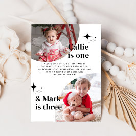 Doppeltes Foto Gemeinsame Geburtstagseinladung Einladung