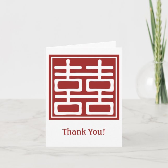 Doppeltes Glück-chinesische Hochzeit danken Ihnen Dankeskarte (Vorderseite)