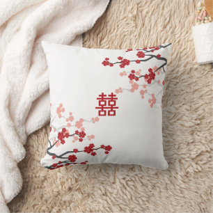Doppeltes Glück Chinesische Hochzeit Kirschblüten Kissen