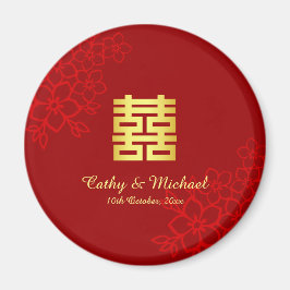 Doppeltes Glück floraler Hintergrund Chinesische H Magnet