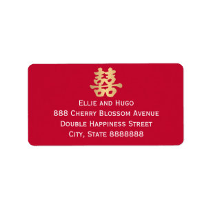 Doppeltes Glück für ein chinesisches Hochzeitslabe Adressaufkleber