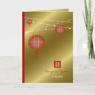 Doppeltes Glück Rot Laternen Gold Chinesische Hoch Einladung