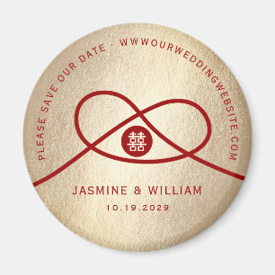 Doppeltes Glück-roter Knoten-Save the Date Magnet