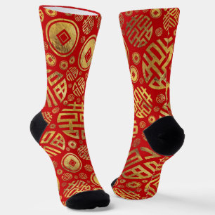 Doppeltes Glück und chinesisches Muster Socken