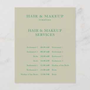 Doppeltes grünes Budget-Hochzeitsfrisur-Make-up-Ze Flyer