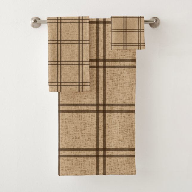 Doppeltes Kariertes Muster Badhandtuch Set (Insitu)