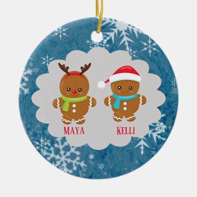 Doppeltes Lebkuchen-Plätzchen-Weihnachten w nennt Keramik Ornament (Vorne)