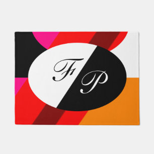 Doppeltes mit Monogramm modernes geometrisches Fußmatte
