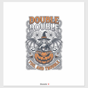 Doppeltes Mühsal Ärger Hexe Kürbis Halloween Spinn Aufkleber