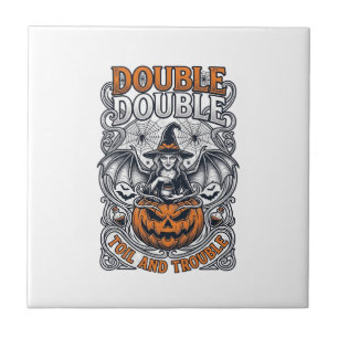 Doppeltes Mühsal Ärger Hexe Kürbis Halloween Spinn Fliese