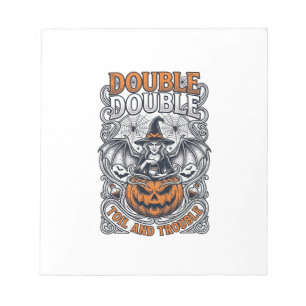 Doppeltes Mühsal Ärger Hexe Kürbis Halloween Spinn Notizblock