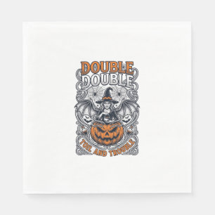 Doppeltes Mühsal Ärger Hexe Kürbis Halloween Spinn Serviette