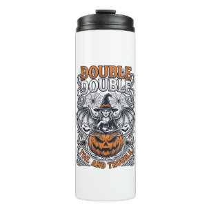 Doppeltes Mühsal Ärger Hexe Kürbis Halloween Spinn Thermosbecher