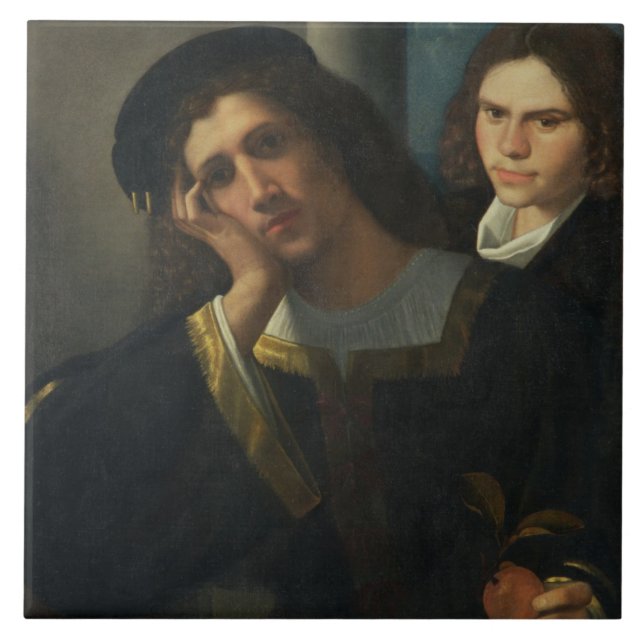 Doppeltes Porträt, c.1502 Fliese (Vorderseite)