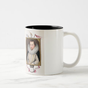 Doppeltes Porträt von Sir Francis Drake Zweifarbige Tasse