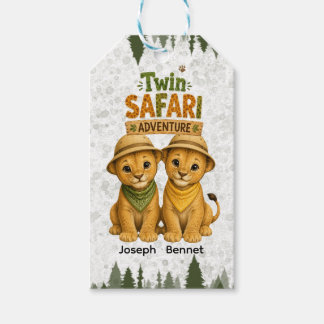 Doppeltes Safari-Abenteuer Jungen-Geburtstagsfeier Geschenkanhänger