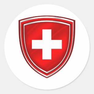 Doppeltes Schild Schweizer Emblem für De Schweiz Runder Aufkleber