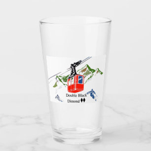 Doppeltes Schwarz Diamant-Ski-Pint-Glas Glas