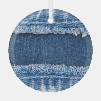 Doppelton-gebleichter Denim-Stoffrahmen Ornament Aus Glas