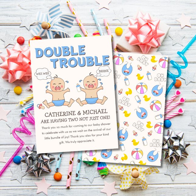 Doppeltrouble Twin Boys Babydusche Dankeskarte (Von Creator hochgeladen)