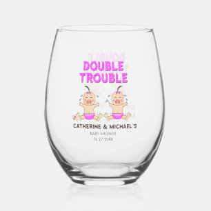 Doppeltrouble Twin Girls Babydusche Weinglas Ohne Stiel