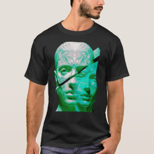 Doppelwahrnehmung Texturierte Porträtkunst-Abstrak T-Shirt