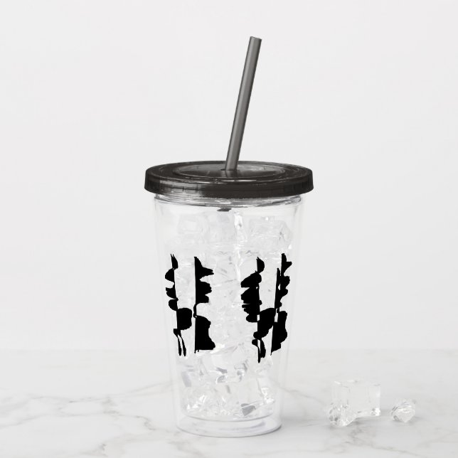 Doppelwandiger abstrakter Design-Strohbecher Acryltrinkbecher (Rückseite Ice)