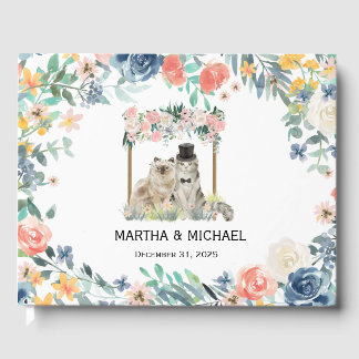 D'or Adorable Chat Thème Mariage Livre d'invité