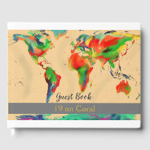 Airbnb Livre d'invités Carte colorée de l'aquarell