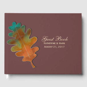 D'or Antique Merlot et automne Leaf Mariage livre d'hôt
