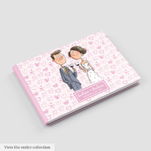 D'or Aquarelle Humour Mariage Couple livre d'hôte