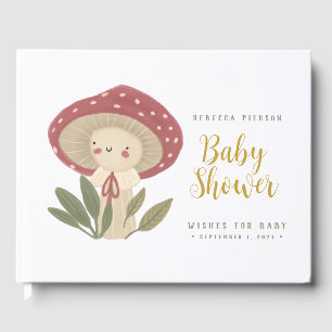D'or Aquarelle Petit champignon Livre d'invité