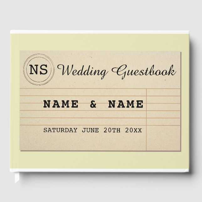 D'or Auteur du livre d'invité mariage Rustic Library Ja (Recto)