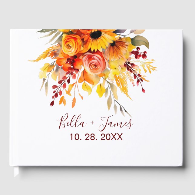 D'or Automne Floral Mariage livre d'hôtes (Recto)