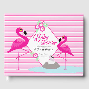 D'or baby shower graphique Flamant rose rose vif livre
