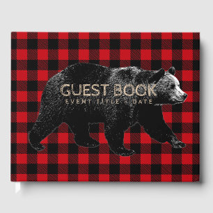 D'or Bear Birthday Party Event Lumberjack Livre d'invit