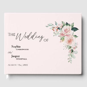 D'or Blush Floral rose Mariage livre d'hôtes