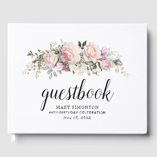 D'or Blush Rose 80th Birthday Party Livre d'invité