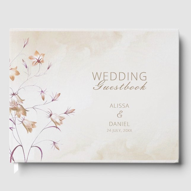 D'or Boho Floral Mariage livre d'hôtes (Recto)