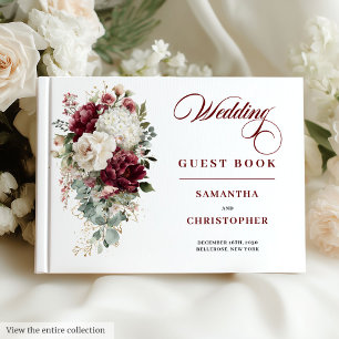 D'or Boho marsala blush or floral mariage livre d'hôtes